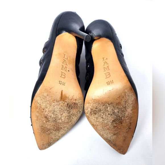 L.A.M.B Kegan Leather Pointed Toe Stiletto Heels Black Size 10M - Picture 7 of 9